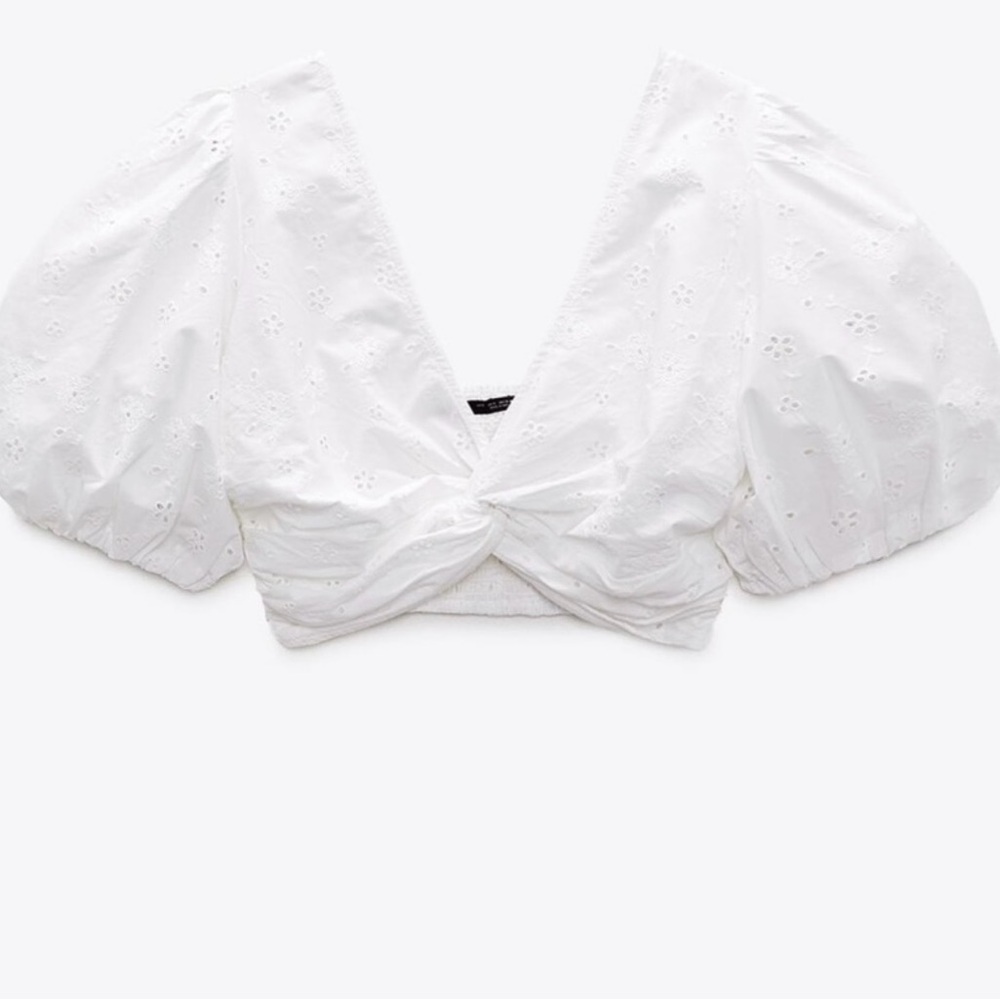 Zara White Eyelet Blouse